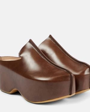 JW Anderson Leather Platform Clogs - Brown