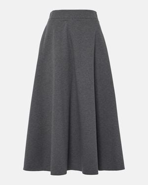 Brunello Cucinelli Cotton-Blend Midi Skirt - Gray