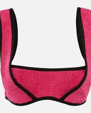 Marine Serre Jacquard Cotton Bra Top - Red