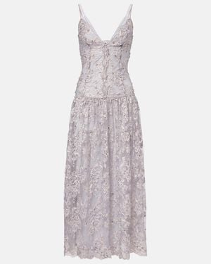 JACQUES WEI Cocktailkleid Aus Spitze Mit Kristallen - Lila