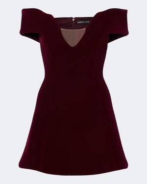 David Koma Off-Shoulder Velvet Minidress - Red