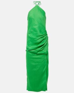 Jonathan Simkhai Hansel Halterneck Linen Midi Dress - Green