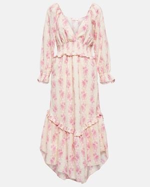 LoveShackFancy Midikleid Firefly Aus Baumwolle - Pink