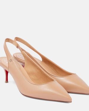 Christian Louboutin Sporty Kate Sling 55 Leather Slingback Court Shoes - Natural