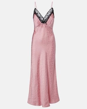 RIXO London Alberta Floral Satin Jacquard Midi Dress - Pink