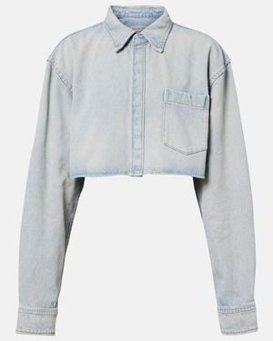 Balenciaga Camisa Cropped De Denim - Azul