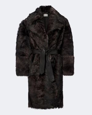 Zimmermann Valiant Leather-Trimmed Shearling Wrap Coat - Black