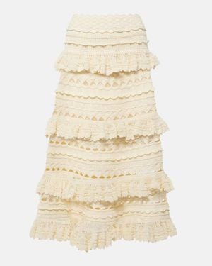 Zimmermann Waverly Ruffled Crochet Cotton Midi Skirt - Natural