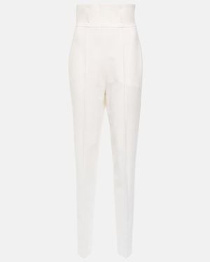 Nensi Dojaka Bridal Slim Wool-Blend Pants - White
