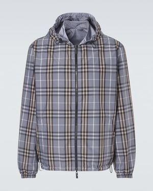 Burberry Check Reversible Hooded Jacket - Blue