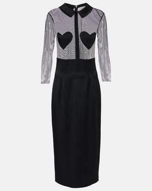 Blumarine Mesh And Satin Midi Dress - Black
