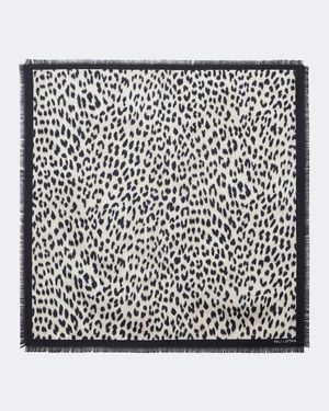 Nili Lotan Leopard Print Silk Scarf - Black