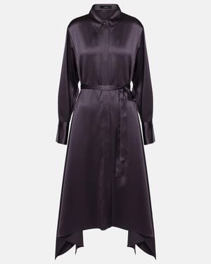 JOSEPH Cyprien Belted Silk Satin Shirt Dress - Blue