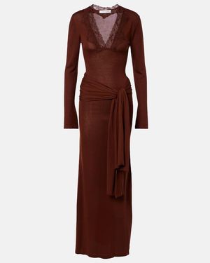 AYA MUSE Lace-Trimmed Maxi Dress - Purple