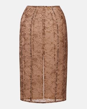 Acne Studios Floral Lace Midi Skirt - Brown
