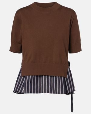 Sacai Panelled Top - Brown