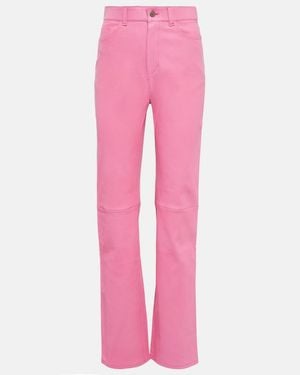 Stouls Terry High-rise Straight Leather Trousers - Pink