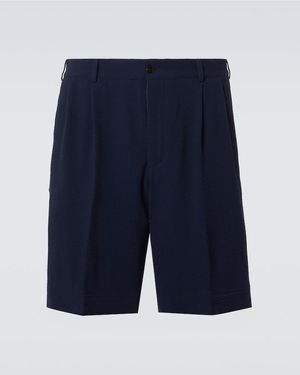 Rubinacci Shorts De Sirsaca De Lana Plisados - Azul