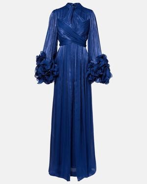 Costarellos Draped Ruffled Gown - Blue