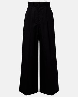Balenciaga Cotton Twill Wide-Leg Trousers - Black