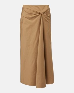 Max Mara Paggi Cotton-Blend Satin Midi Skirt - Natural