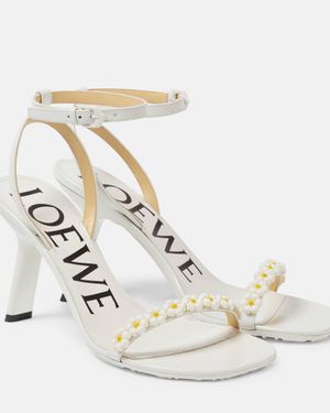 Loewe Petal 90 Flower-embellished Leather Heeled Sandals - White