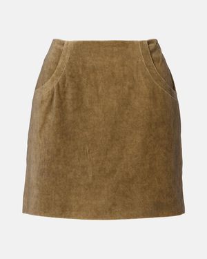 Blazé Milano High-Rise-Minirock Coci Aus Baumwollsamt - Natur