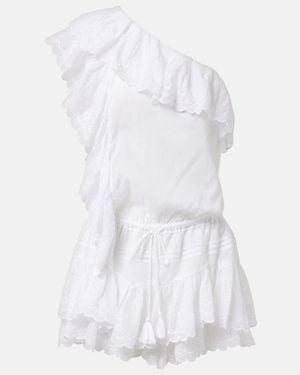 Isabel Marant Lalia Embroidered Ruffled Minidress - White