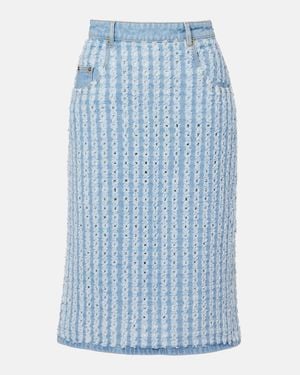 Nina Ricci Striped Denim Pencil Skirt - Blue