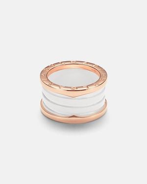 BVLGARI Ring B.Zero1 Aus 18Kt Rosegold Mit Keramik - Weiß