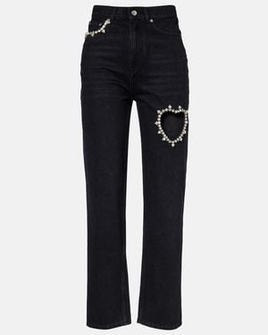 Area Jeans Anchos Con Cristales - Azul