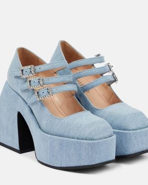 NODALETO Bulla Marietta Denim Platform Pumps - Blue