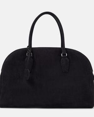 The Row India 15.75 Suede Tote Bag - Black