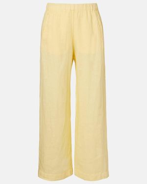 Velvet Lola Linen Wide-Leg Pants - Yellow