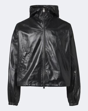 Fendi Leather Bomber Jacket - Black