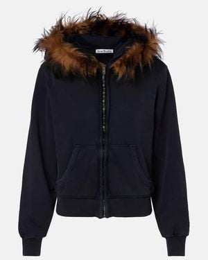 Acne Studios Hoodie Aus Baumwoll-Jersey Mit Shearling - Blau