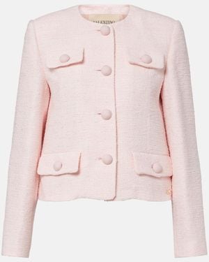 Valentino Chaqueta De Tweed Con Vlogo - Rosa