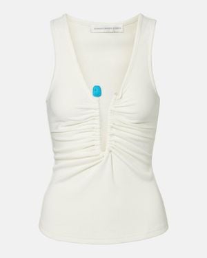 Christopher Esber Crystal Pin Embellished Jersey Tank Top - White
