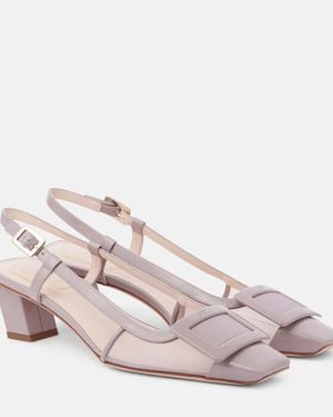 Roger Vivier Belle Vivier Mesh And Leather Slingback Court Shoes - Pink