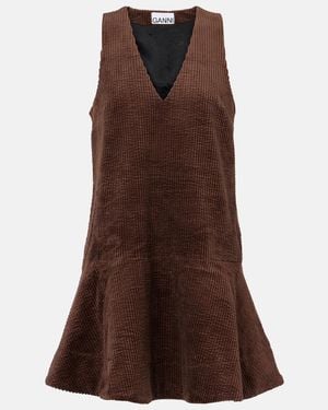 Ganni Cotton Corduroy Minidress - Brown