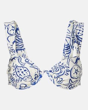 Jonathan Simkhai Bedrucktes Bikini-Oberteil Anniston - Blau
