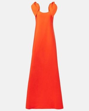 Oscar de la Renta Bow-Detail Wool-Blend Gown - Red