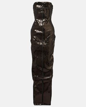 Rick Owens Sequined Denim Bustier Gown - Black