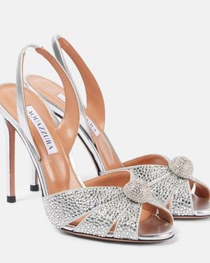 Aquazzura Italian Flirt 105 Metallic Leather Sandals