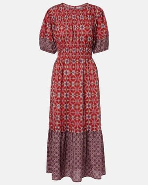 Velvet Midikleid Maela Aus Baumwolle - Rot