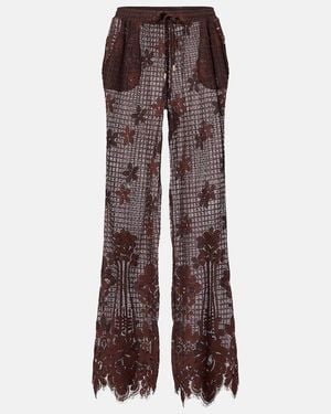 Melissa Odabash Etta Cotton-Blend Lace Wide-Leg Trousers - Brown