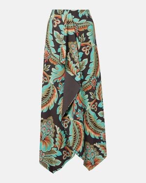 Etro Floral Asymmetric Wrap Skirt - Green