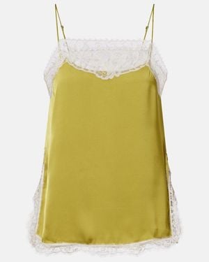 Faithfull the Brand Hanna Lace-Trimmed Satin Camisole - Green