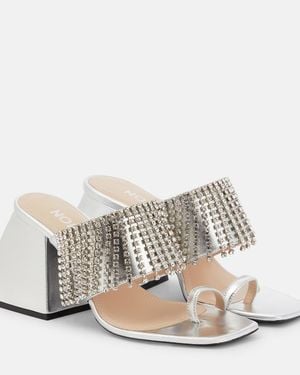 NODALETO Preston Embellished Leather Sandals - White