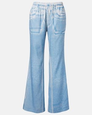 Acne Studios Pantalones Anchos Estampados - Azul